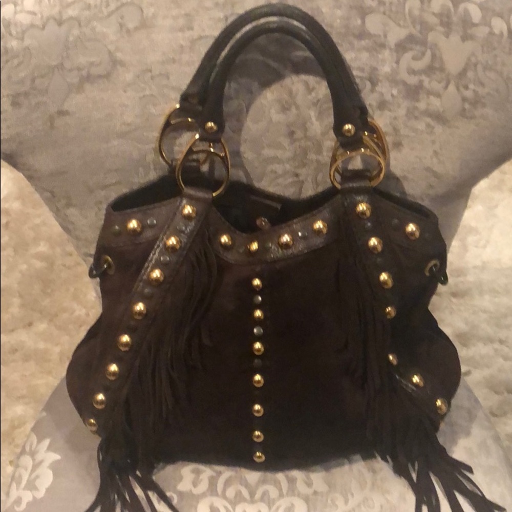 Brown leather and suede Gucci bag